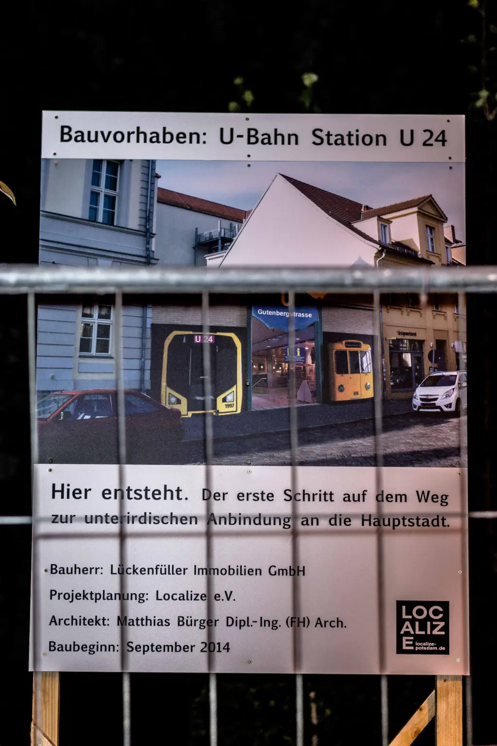 Schild: U-Bahn-Bauvorhaben