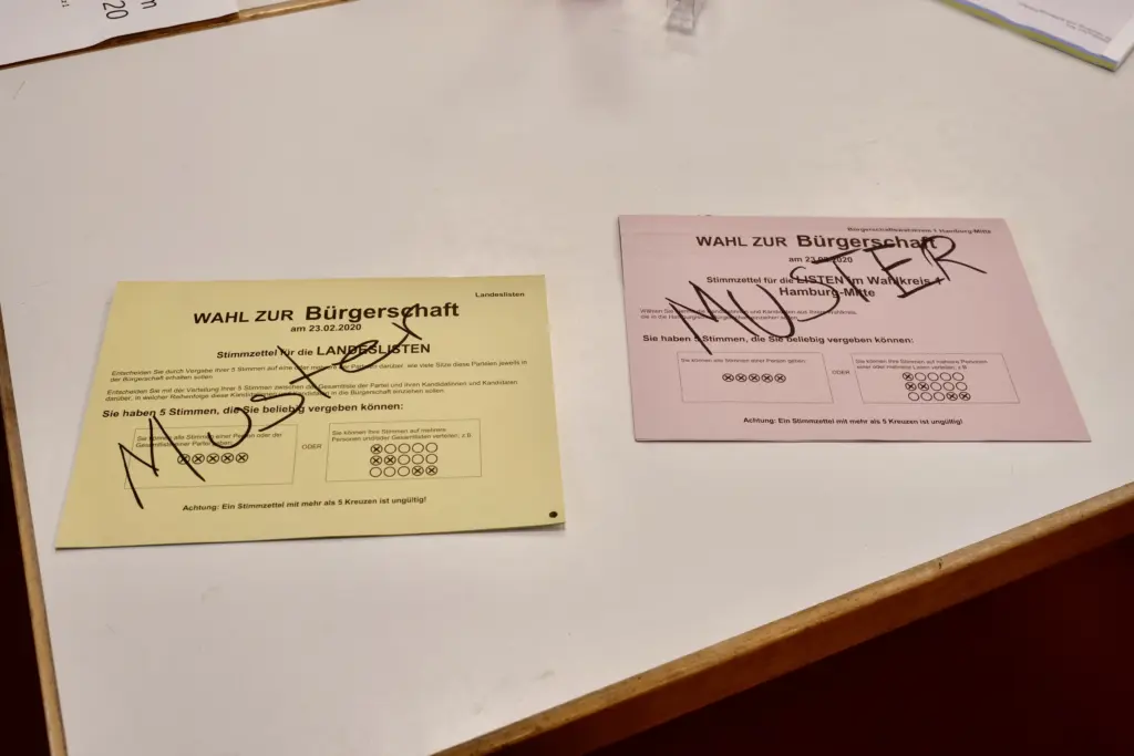 Muster-Stimmzettel Bürgerschaftswahl Hamburg
