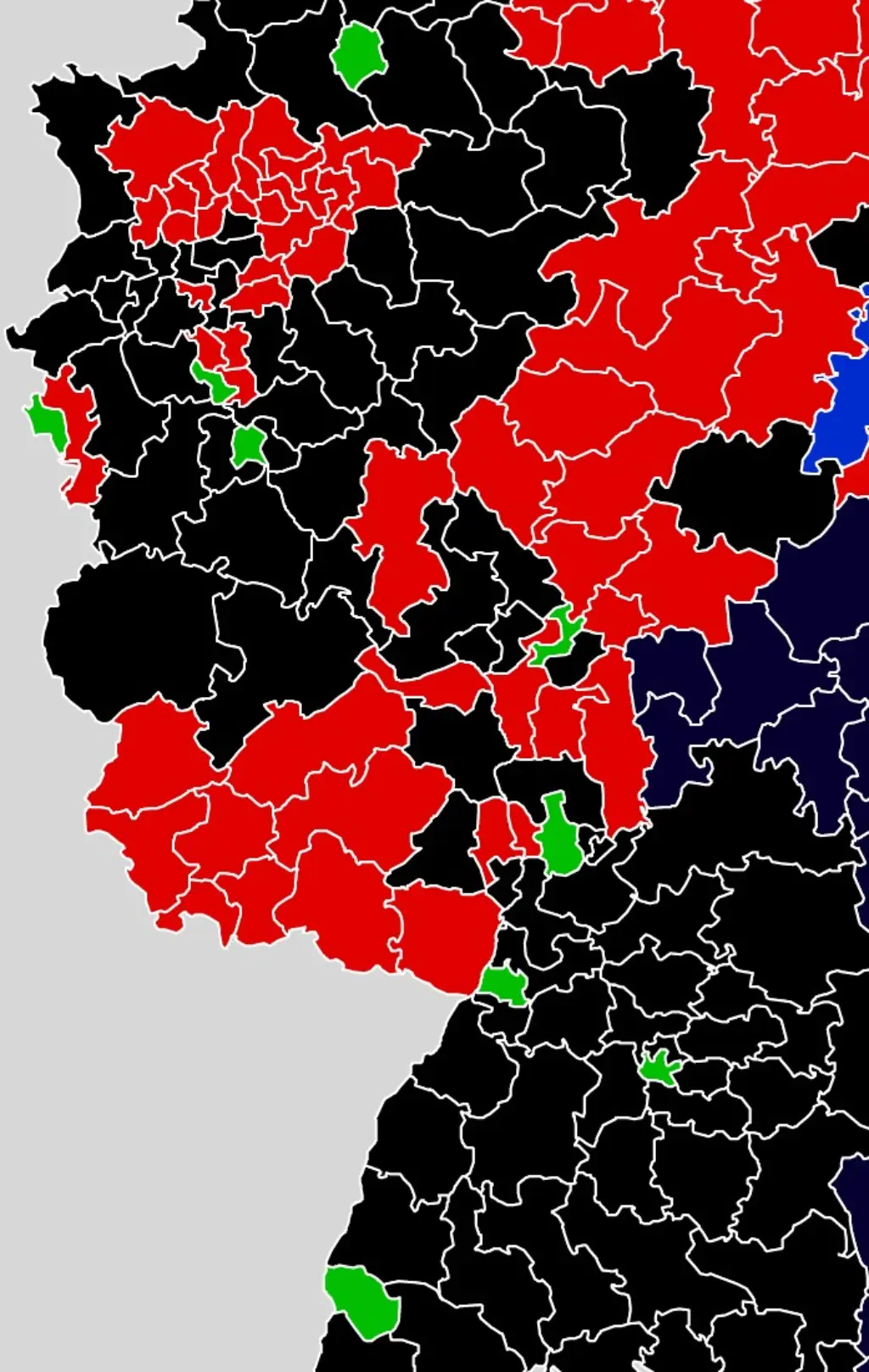 Ein Ausschnitt der Wahlkreiskarte mit dem Süden und Südwesten Deutschlands.