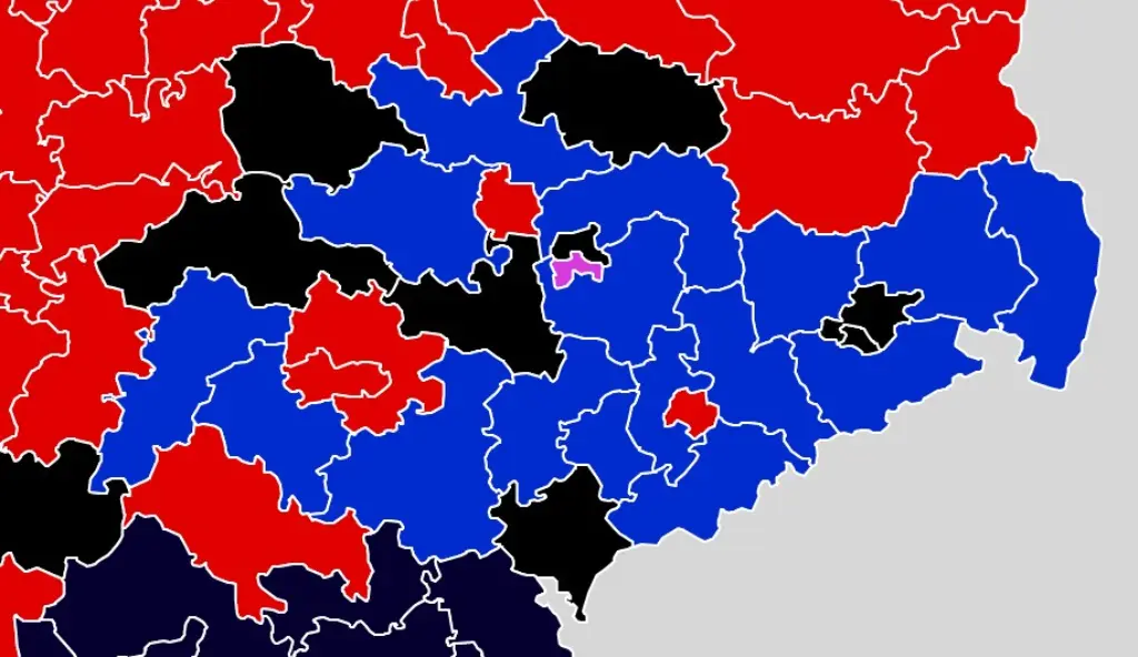 Ein Ausschnitt der Wahlkreiskarte mit dem Osten Deutschlands.