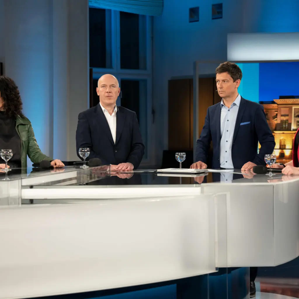 Giffey, Jarasch und Wegener bei den Öffentlich-Rechtlichen nach der Berlin-Wahl 2023. Foto: Saad Yaghi